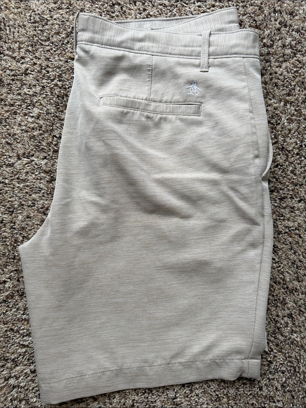 Original Penguin Tan Chino Shorts with Embroidered Logo Mens Size 33